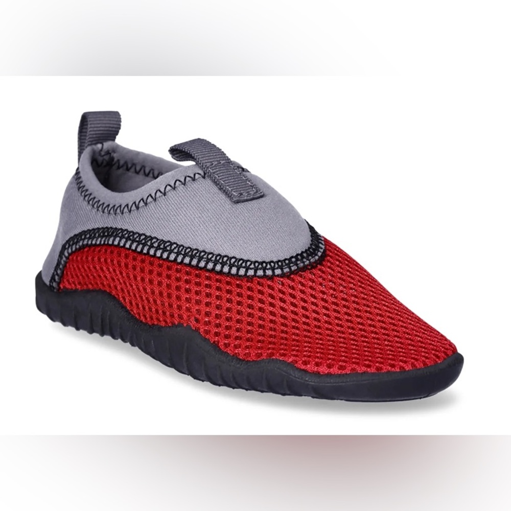 Water Socks Aqua Shoes Kid’s Toddler 7 8 Children’s Slip-On Red Gray NEW NWT
